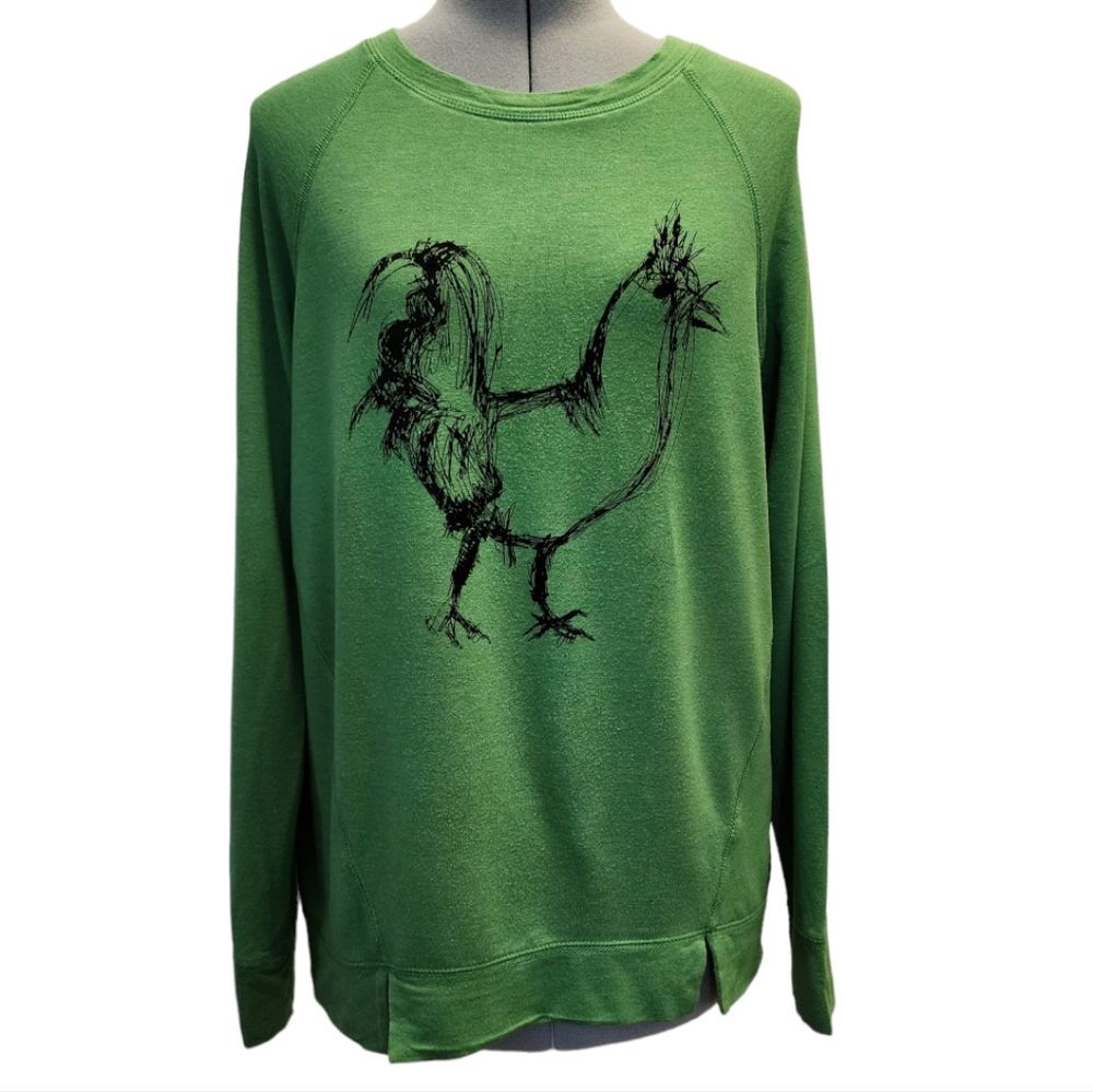 Pieces Rooster green knit long sleeve top LG